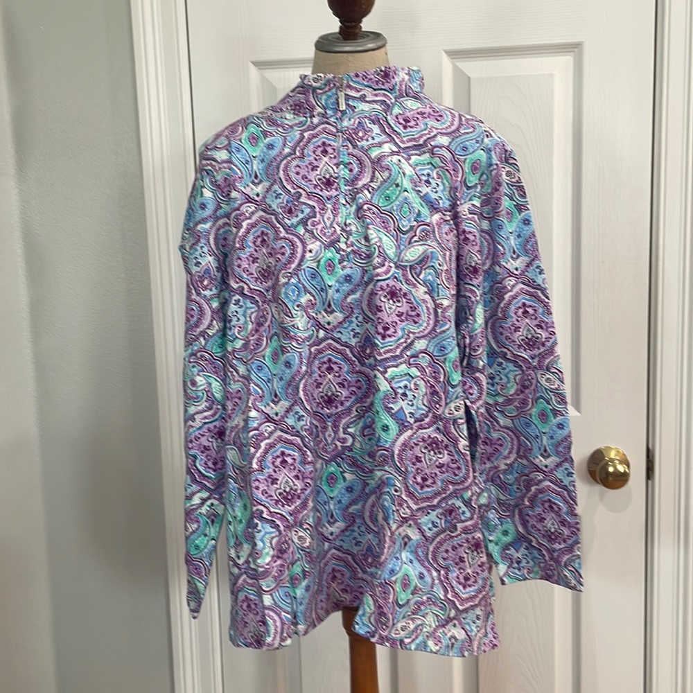 Denim D & Co jacket Paisley purple turquoise white womens plus size 3X brand new